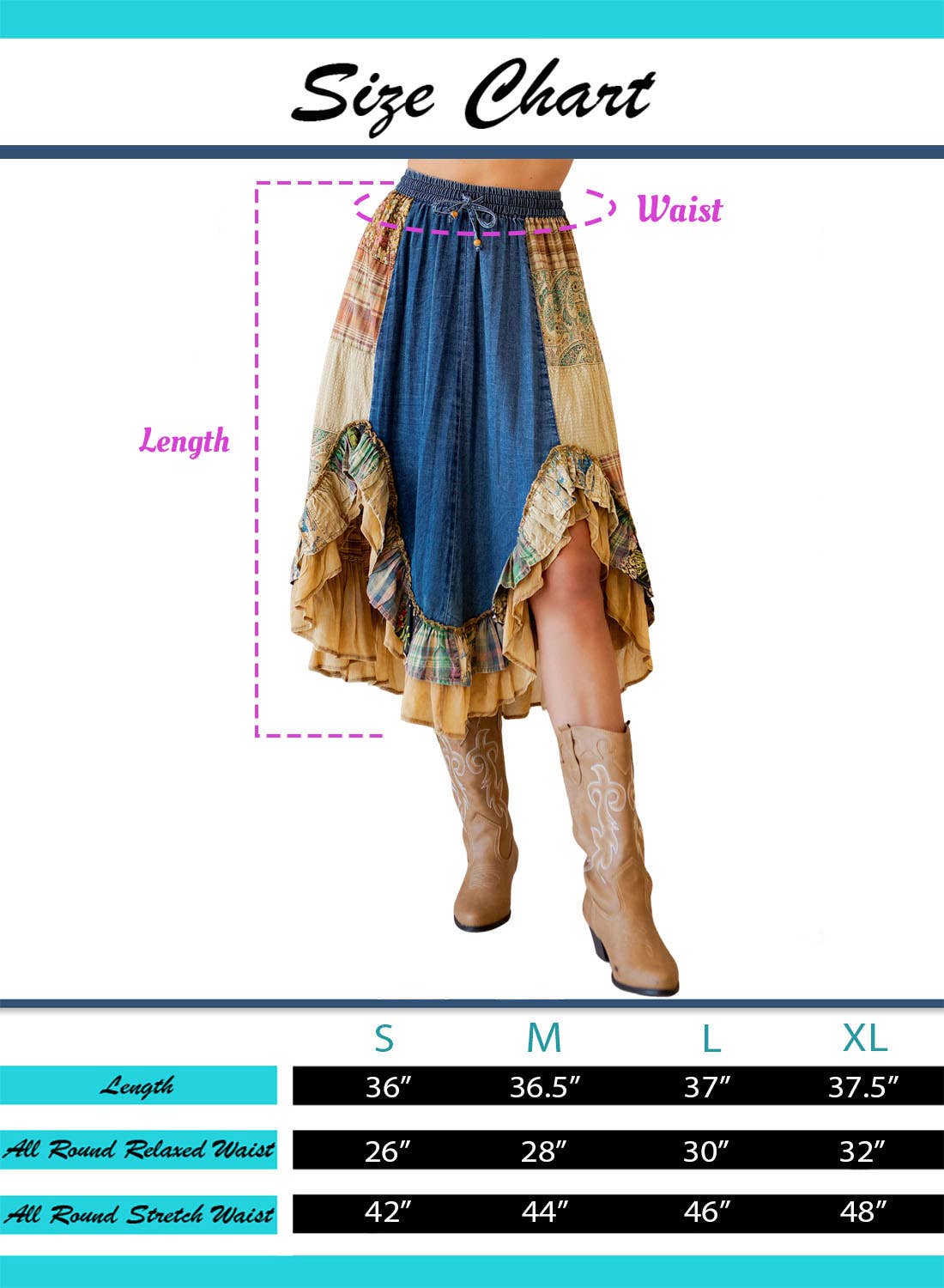 Western Boho Chic: Patchwork Midi Skirt-Skirts-Krush Kandy, Women's Online Fashion Boutique Located in Phoenix, Arizona (Scottsdale Area)