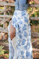 Split Asymmetrical Ruffled Printed Skirt-Skirts-Krush Kandy, Women's Online Fashion Boutique Located in Phoenix, Arizona (Scottsdale Area)