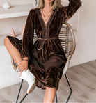 Drawstring V-Neck Crochet Dress-Dresses-Krush Kandy, Women's Online Fashion Boutique Located in Phoenix, Arizona (Scottsdale Area)