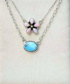 Golden Hill and Pink Opal Daisy Layered Necklace-Necklaces-Krush Kandy, Women's Online Fashion Boutique Located in Phoenix, Arizona (Scottsdale Area)