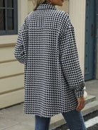 Houndstooth Button Up Long Sleeve Coat-Jacket-Krush Kandy, Women's Online Fashion Boutique Located in Phoenix, Arizona (Scottsdale Area)