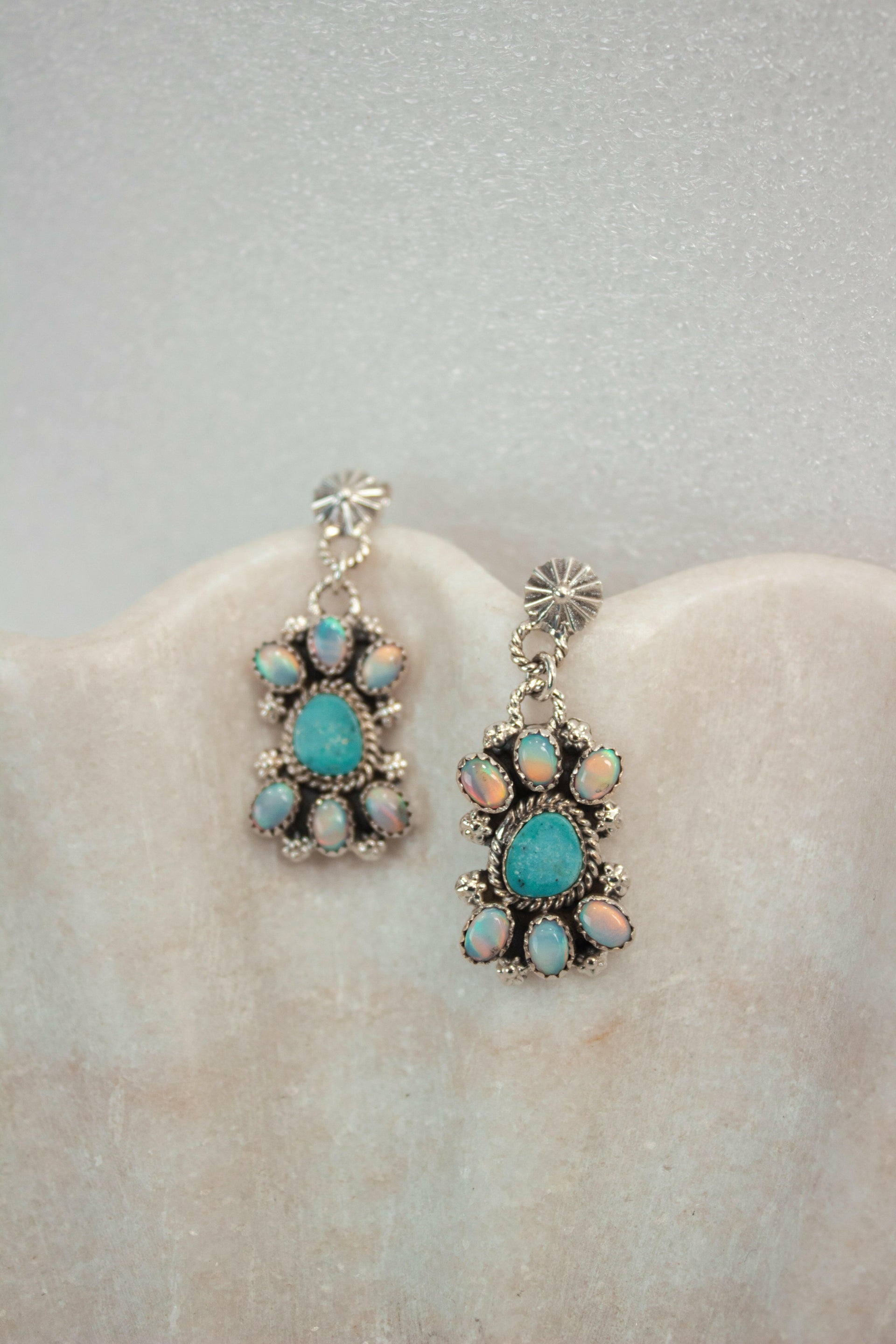 Unicorn & Turquoise Concho Stone Earrings-Drop Earrings-Krush Kandy, Women's Online Fashion Boutique Located in Phoenix, Arizona (Scottsdale Area)