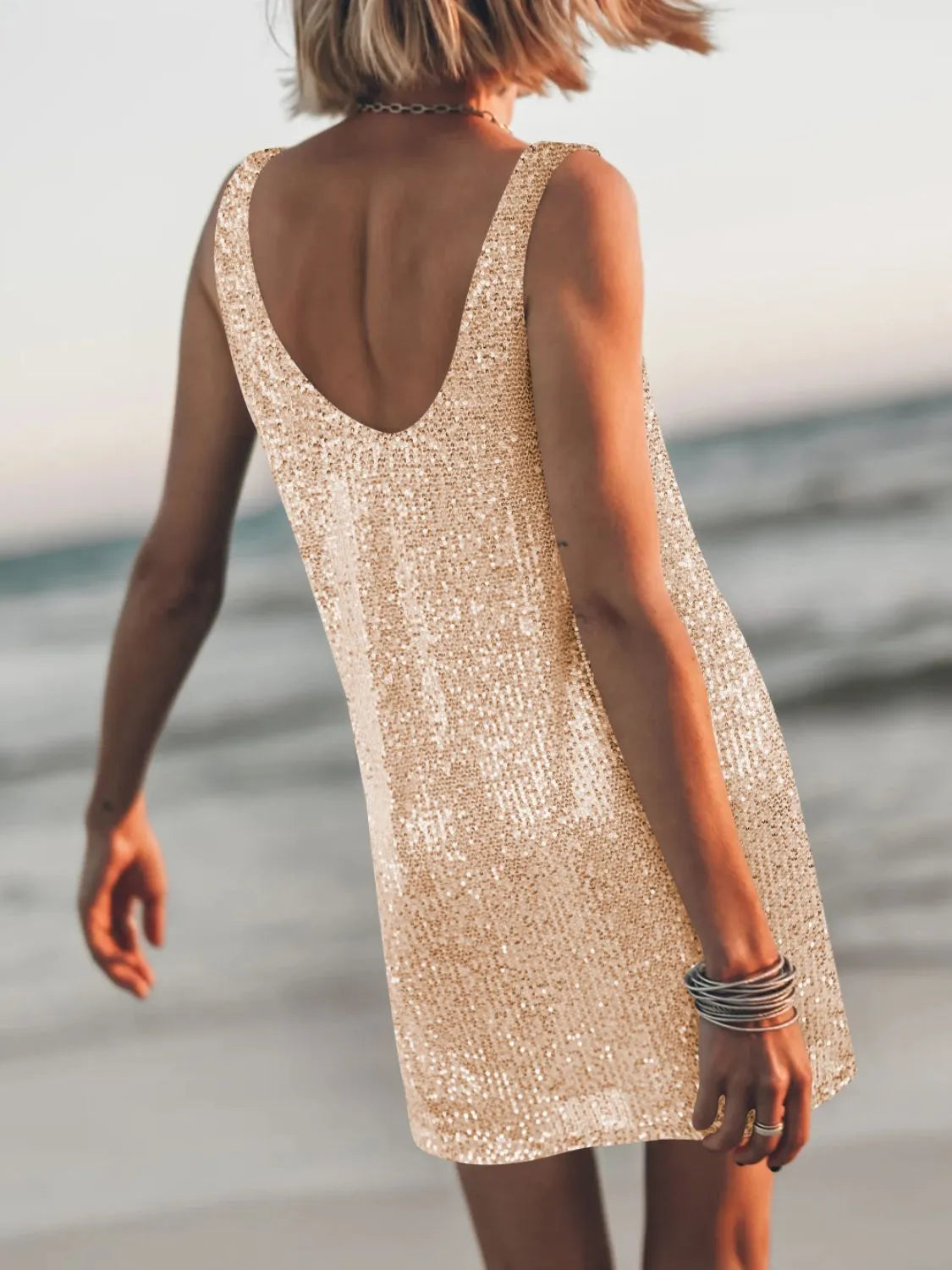Sequin Scoop Neck Mini Dress-Dresses-Krush Kandy, Women's Online Fashion Boutique Located in Phoenix, Arizona (Scottsdale Area)