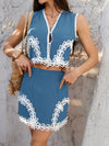 Devine Contrast Lace Vest and Skirt Set-2 Piece Outfit Sets-Krush Kandy, Women's Online Fashion Boutique Located in Phoenix, Arizona (Scottsdale Area)