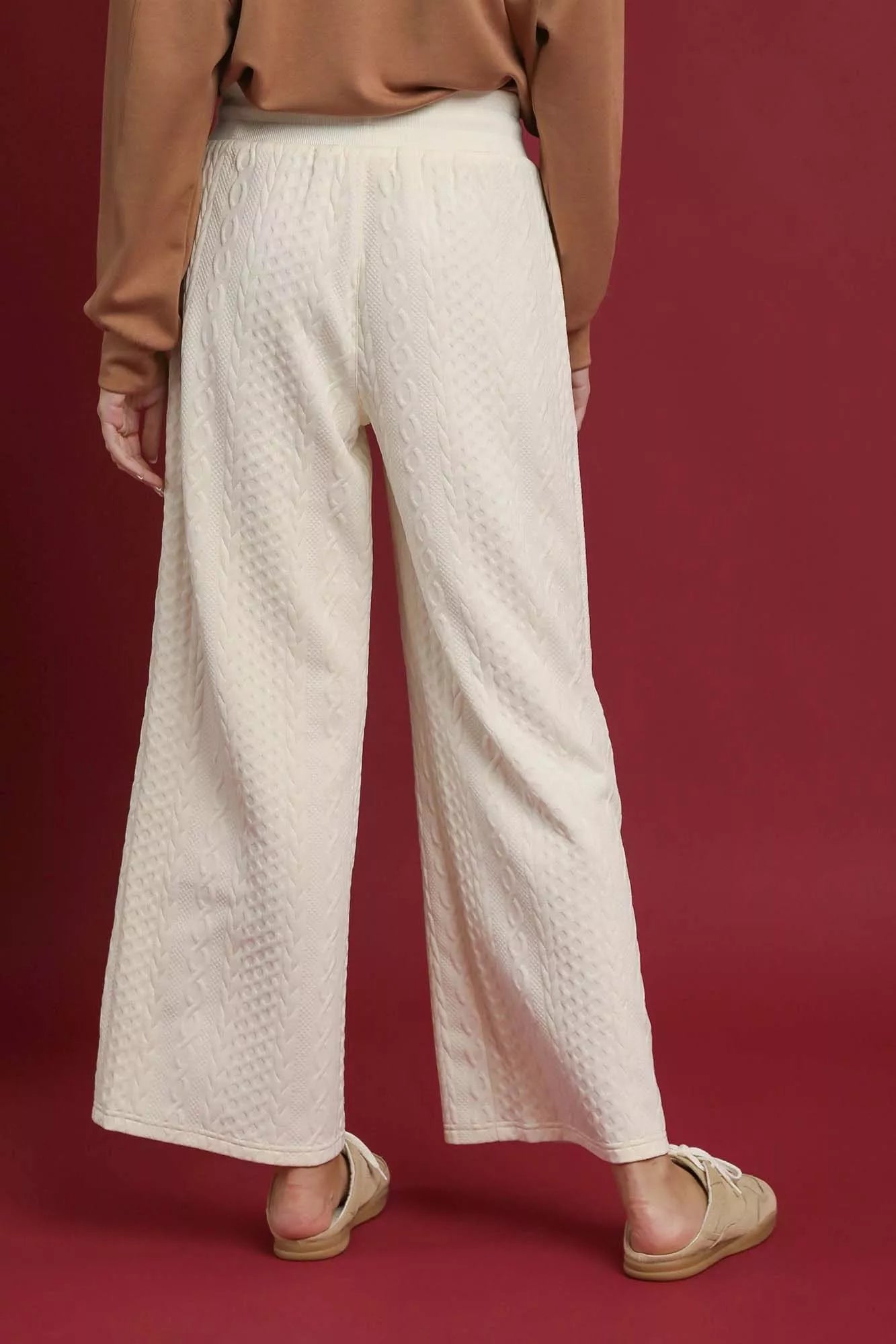 Umgee Cable Knit Textured Wide Leg Pants-Pants-Krush Kandy, Women's Online Fashion Boutique Located in Phoenix, Arizona (Scottsdale Area)