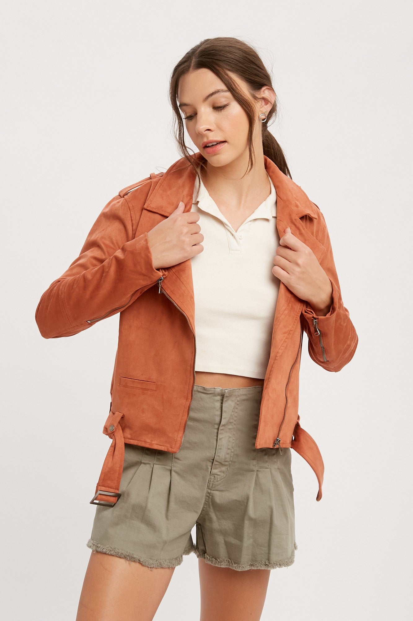 Oversized Faux Suede Biker Jacket-Jackets-Krush Kandy, Women's Online Fashion Boutique Located in Phoenix, Arizona (Scottsdale Area)