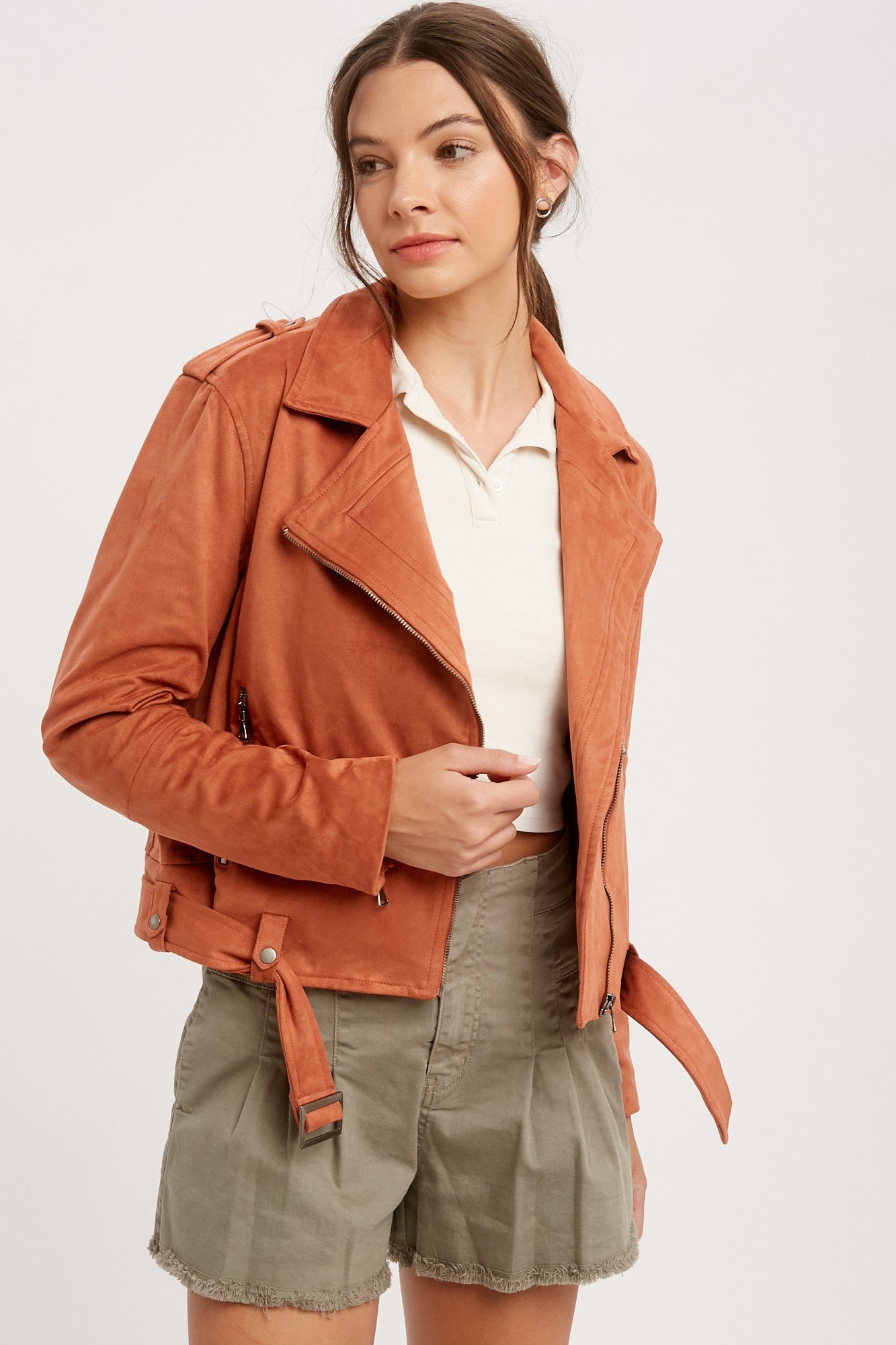 Oversized Faux Suede Biker Jacket-Jackets-Krush Kandy, Women's Online Fashion Boutique Located in Phoenix, Arizona (Scottsdale Area)