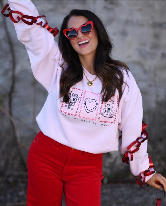 Stitched Heart Valentine Sweatshirt-Graphic Tees-Krush Kandy, Women's Online Fashion Boutique Located in Phoenix, Arizona (Scottsdale Area)