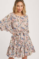 Floral Print Angel Sleeves Dress-Dresses-Krush Kandy, Women's Online Fashion Boutique Located in Phoenix, Arizona (Scottsdale Area)