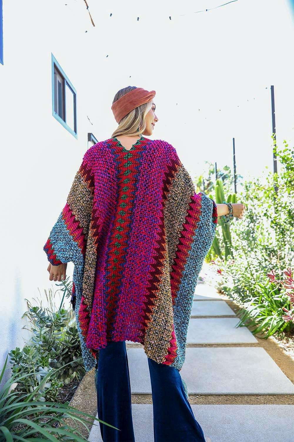 Colorful Crochet Patterned Ruana-Kimonos-Krush Kandy, Women&#39;s Online Fashion Boutique Located in Phoenix, Arizona (Scottsdale Area)