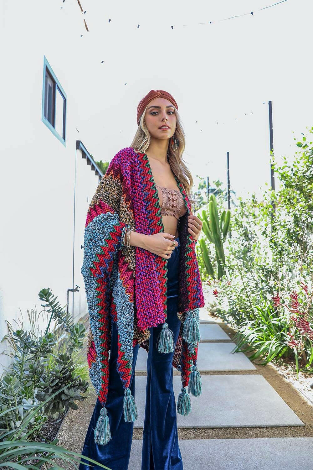 Ruana with Colorful Crochet Patterns for Casual Celebrations