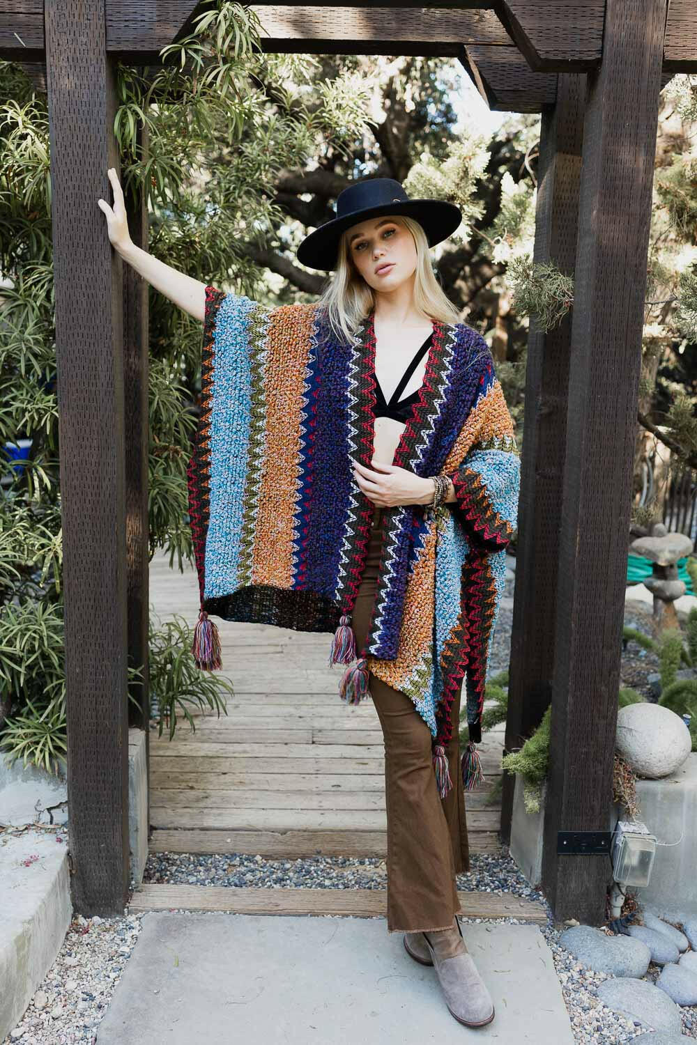 Ruana with Colorful Crochet Patterns for Casual Celebrations