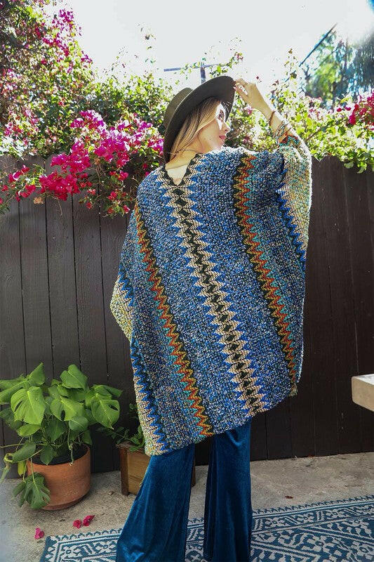 Ruana with Colorful Crochet Patterns for Casual Celebrations