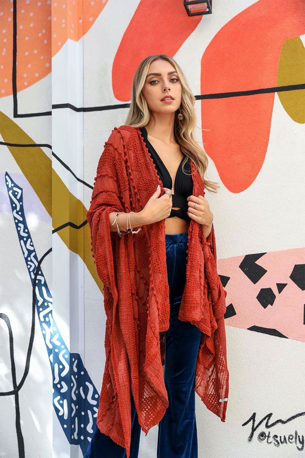 Embroidered Zig Zag Soft Kimono-Cardigans-Krush Kandy, Women's Online Fashion Boutique Located in Phoenix, Arizona (Scottsdale Area)