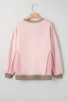 Pink & Taupe Patchwork Pullover-Sweaters-Krush Kandy, Women's Online Fashion Boutique Located in Phoenix, Arizona (Scottsdale Area)