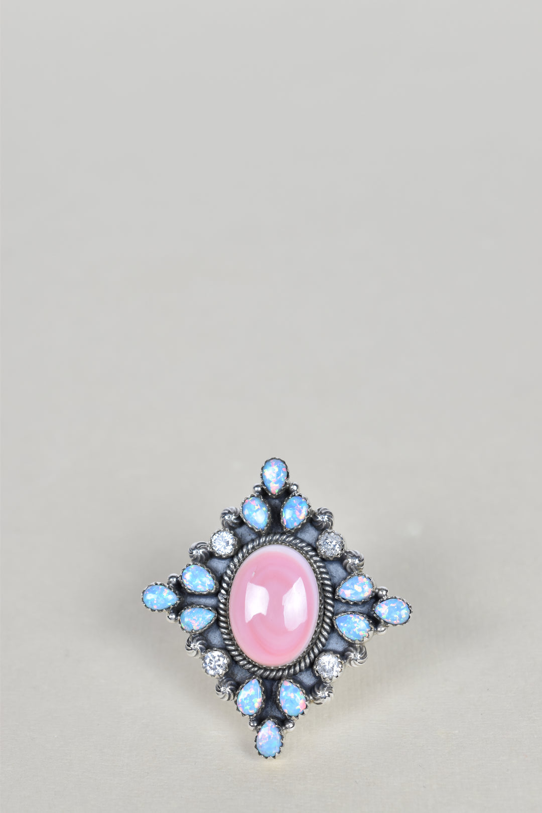 Pink Conch, Light Blue Opal and Crystal One of A Kind Ring-Rings-Krush Kandy, Women's Online Fashion Boutique Located in Phoenix, Arizona (Scottsdale Area)
