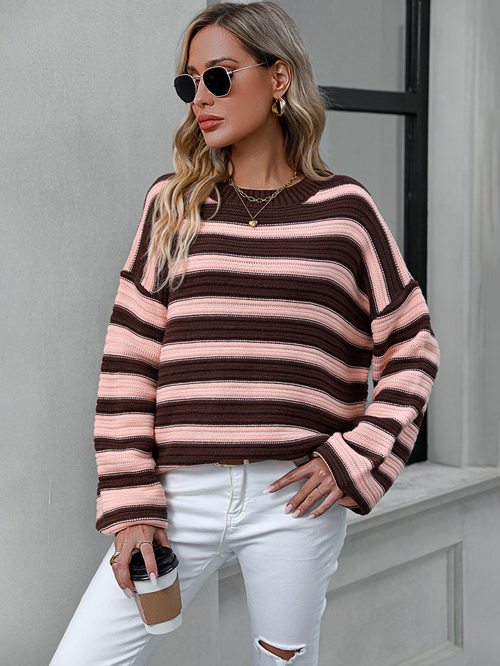 Striped Dropped Shoulder Sweater-Krush Kandy, Women's Online Fashion Boutique Located in Phoenix, Arizona (Scottsdale Area)