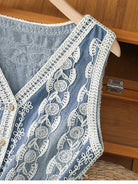 Embroidered Button Up V-Neck Vest Coat-Vests-Krush Kandy, Women's Online Fashion Boutique Located in Phoenix, Arizona (Scottsdale Area)