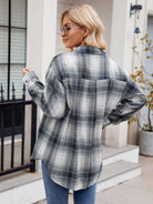 Mandy Plaid Collared Neck Long Sleeve Shirt-Long Sleeve Tops-Krush Kandy, Women's Online Fashion Boutique Located in Phoenix, Arizona (Scottsdale Area)