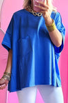Patched Pocket Exposed Seam Oversize T-shirt-Tops-Krush Kandy, Women's Online Fashion Boutique Located in Phoenix, Arizona (Scottsdale Area)