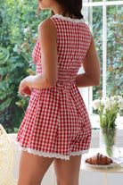 Lace Detail Plaid Sleeveless Romper-Tops-Krush Kandy, Women's Online Fashion Boutique Located in Phoenix, Arizona (Scottsdale Area)