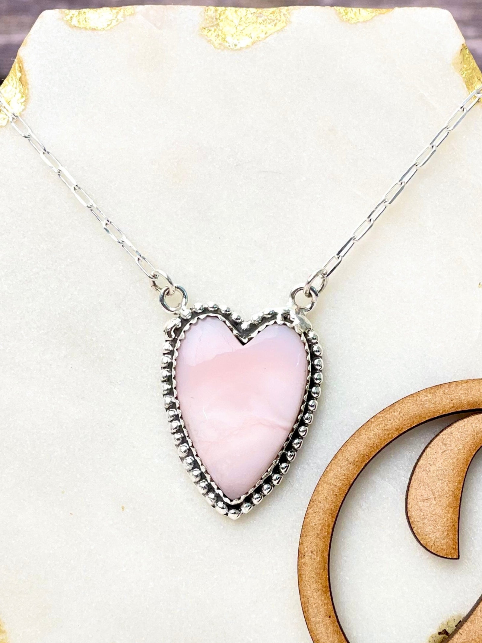 Long Heart Stone Slab Necklace MADE TO ORDER-Necklaces-Krush Kandy, Women's Online Fashion Boutique Located in Phoenix, Arizona (Scottsdale Area)