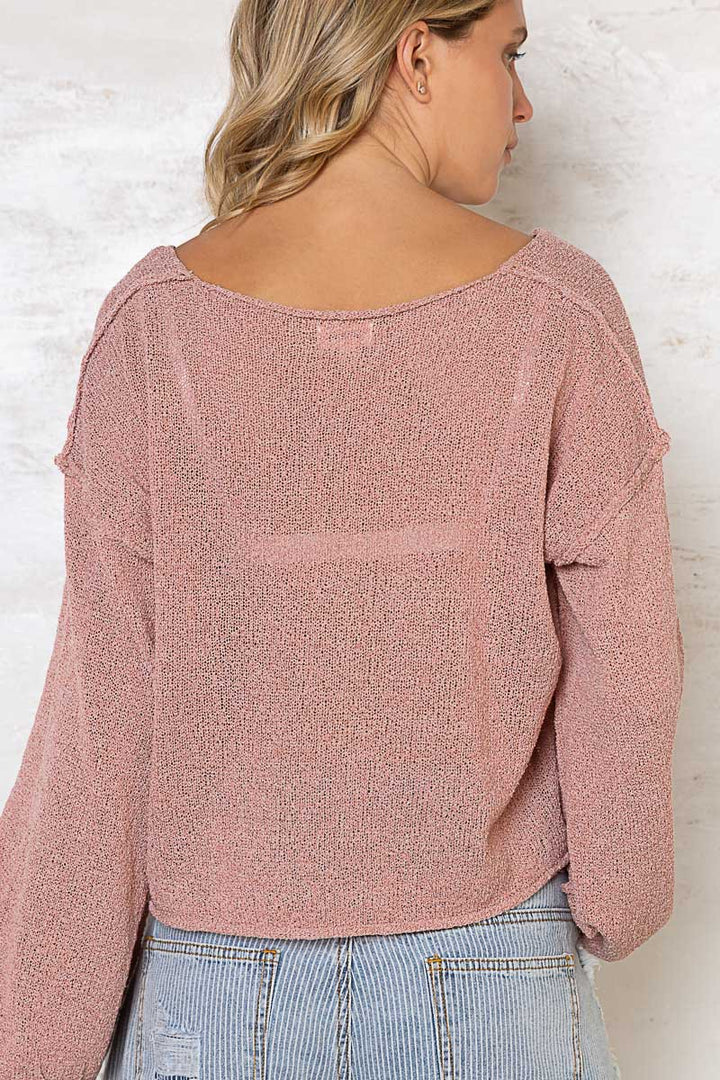 POL Wide Neck Cropped Casual Knit Pullover Sweater Top-Krush Kandy, Women's Online Fashion Boutique Located in Phoenix, Arizona (Scottsdale Area)