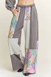 Mineral Washed Floral Knit Jacquard Boho Pants