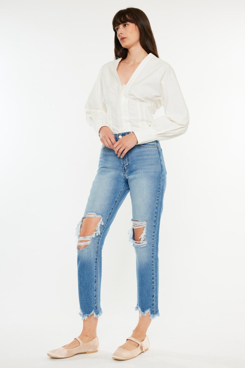 Kancan Distressed Frayed Hem Cropped Jeans-Krush Kandy, Women's Online Fashion Boutique Located in Phoenix, Arizona (Scottsdale Area)