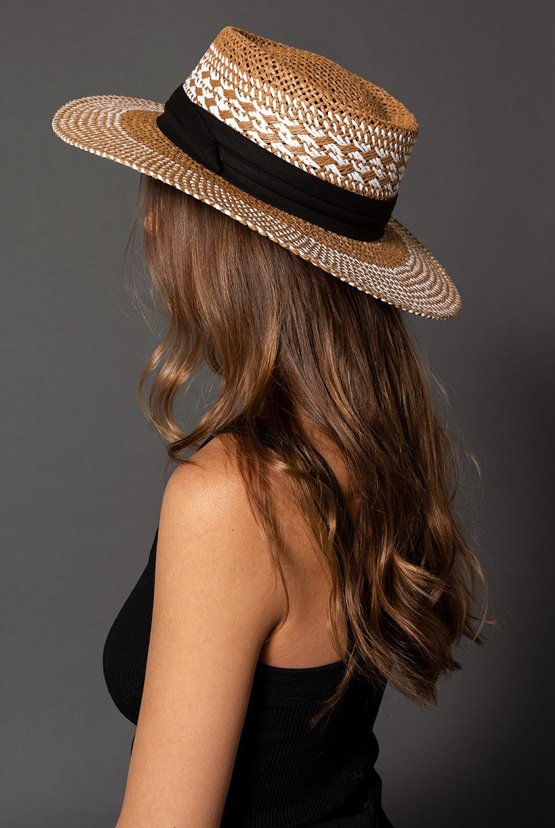Front View. Zia Boater Hat-Hats-Krush Kandy, Women's Online Fashion Boutique Located in Phoenix, Arizona (Scottsdale Area)