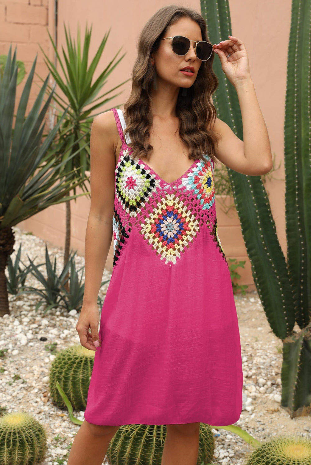 Geometric V-Neck Spaghetti Strap Cover Up Dress-Krush Kandy, Women's Online Fashion Boutique Located in Phoenix, Arizona (Scottsdale Area)