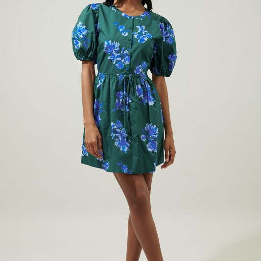 Spokane Floral Alba Puff Sleeve Mini Dress-Dresses-Krush Kandy, Women's Online Fashion Boutique Located in Phoenix, Arizona (Scottsdale Area)