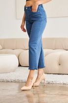 RfM Crop Chloe Full Size Tummy Control High Waist Raw Hem Jeans-Pants-Krush Kandy, Women's Online Fashion Boutique Located in Phoenix, Arizona (Scottsdale Area)