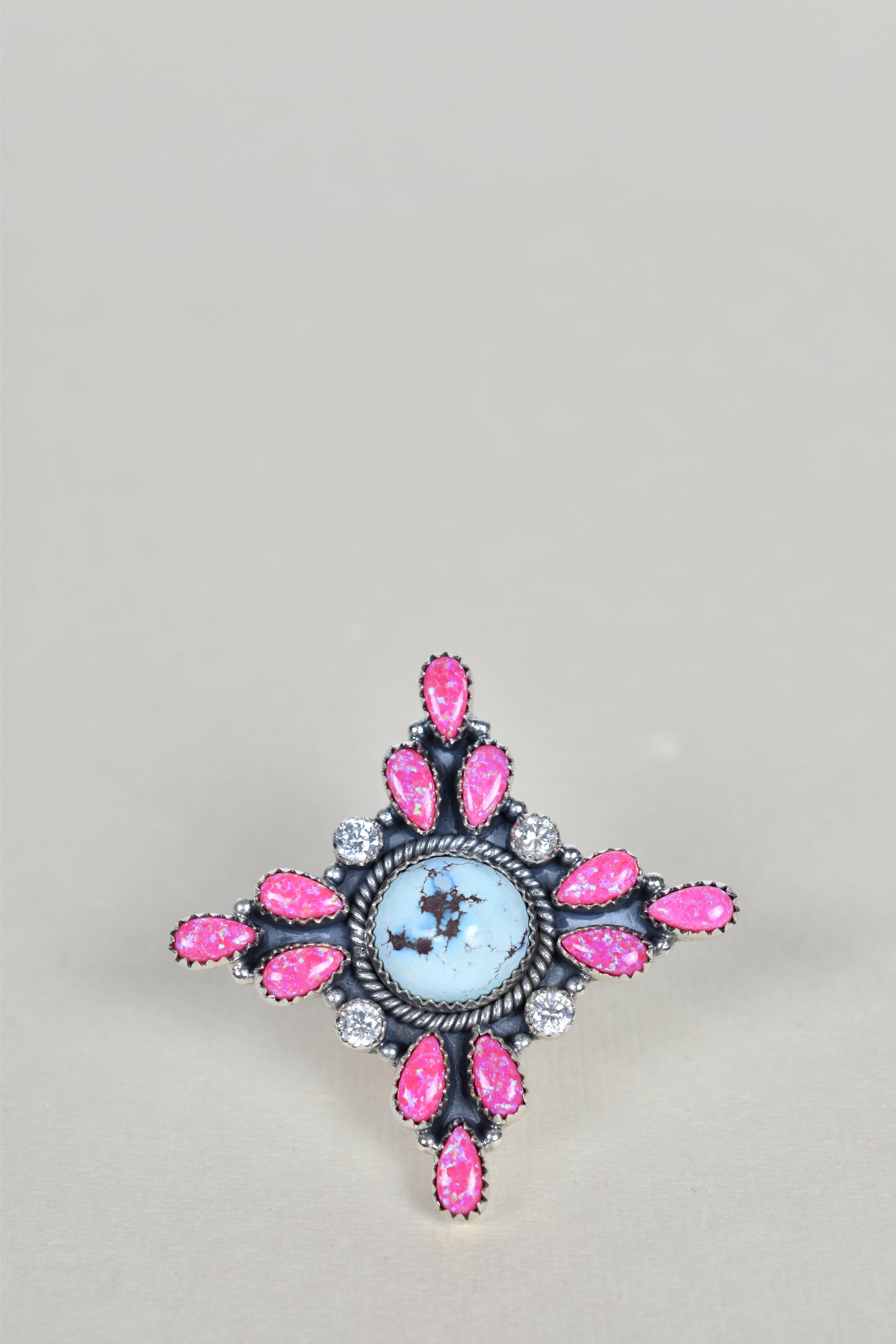 Golden Hills, Neon Opal and Crystal One of A Kind Ring-Cluster Rings-Krush Kandy, Women's Online Fashion Boutique Located in Phoenix, Arizona (Scottsdale Area)
