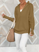 Half Zip Long Sleeve Knit Top-Sweaters-Krush Kandy, Women's Online Fashion Boutique Located in Phoenix, Arizona (Scottsdale Area)