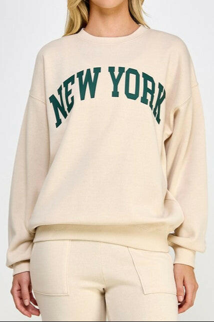 New York Fleece Relaxed Fit Sweatshirt | Two Colors-Sweatshirts-Krush Kandy, Women's Online Fashion Boutique Located in Phoenix, Arizona (Scottsdale Area)
