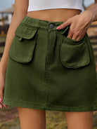 Pocketed Elastic Waist Denim Skirt-Krush Kandy, Women's Online Fashion Boutique Located in Phoenix, Arizona (Scottsdale Area)