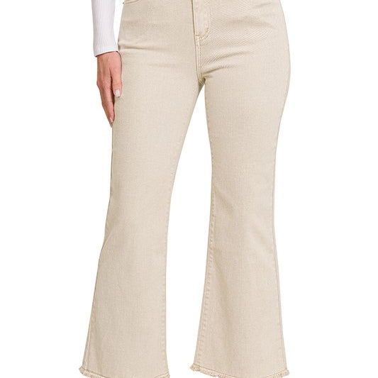 Acid Washed High Waist Frayed Hem Bootcut Pants | S-XL, 7 Colors-Jeans-Krush Kandy, Women's Online Fashion Boutique Located in Phoenix, Arizona (Scottsdale Area)