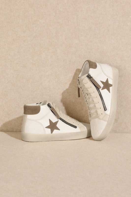 White Elle Star Sneakers-Sneakers-Krush Kandy, Women's Online Fashion Boutique Located in Phoenix, Arizona (Scottsdale Area)