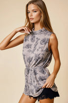 Floral Mock Neck Sleeveless Tunic Top-Tops-Krush Kandy, Women's Online Fashion Boutique Located in Phoenix, Arizona (Scottsdale Area)