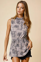 Floral Mock Neck Sleeveless Tunic Top-Tops-Krush Kandy, Women's Online Fashion Boutique Located in Phoenix, Arizona (Scottsdale Area)