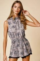 Floral Mock Neck Sleeveless Tunic Top-Tops-Krush Kandy, Women's Online Fashion Boutique Located in Phoenix, Arizona (Scottsdale Area)