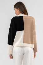 MOCK NECK COLOBLOCK SWEATER-Sweaters-Krush Kandy, Women's Online Fashion Boutique Located in Phoenix, Arizona (Scottsdale Area)
