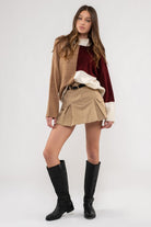 MOCK NECK COLOBLOCK SWEATER-Sweaters-Krush Kandy, Women's Online Fashion Boutique Located in Phoenix, Arizona (Scottsdale Area)