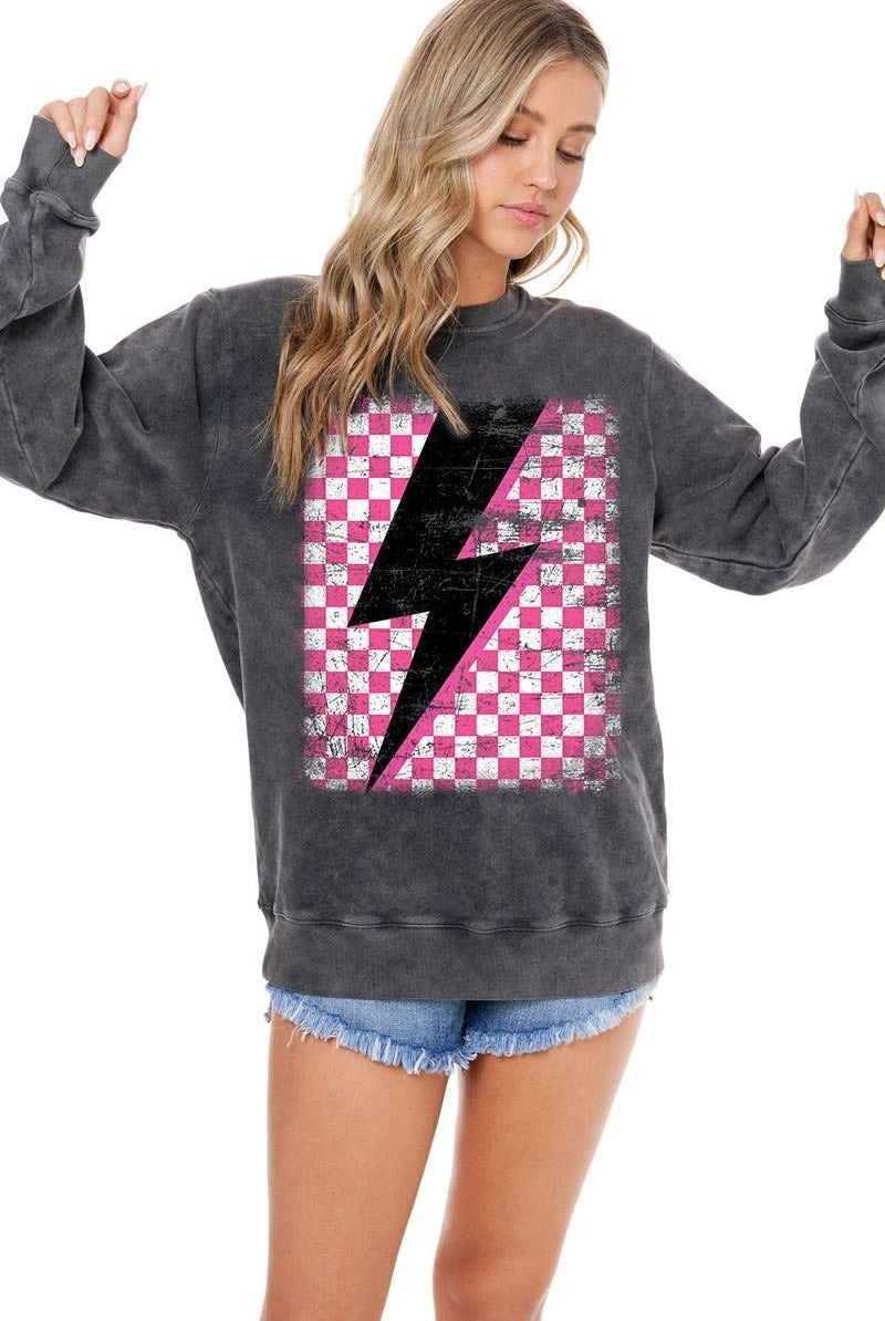 Pretty Shocking, Bolt Graphic Sweatshirt-Sweatshirts-Krush Kandy, Women's Online Fashion Boutique Located in Phoenix, Arizona (Scottsdale Area)