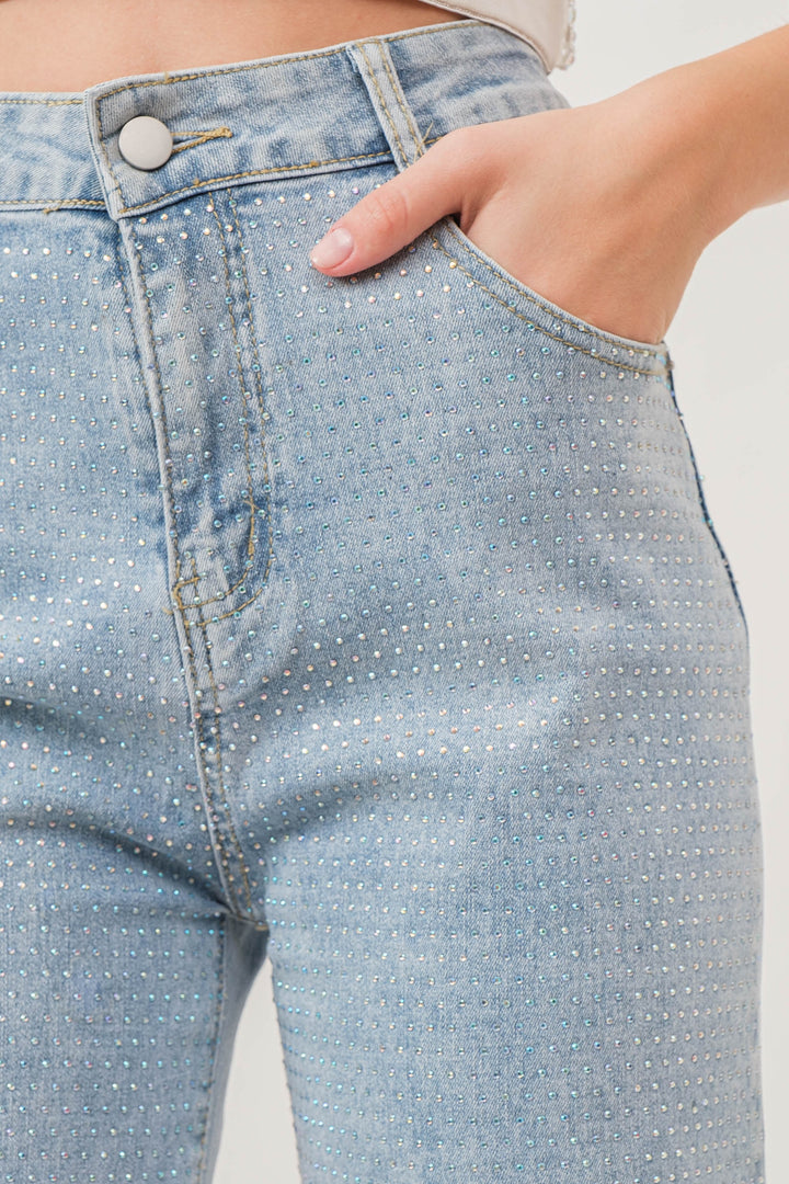 Rhinestone Hotfix stretch denim pants-Jeans-Krush Kandy, Women's Online Fashion Boutique Located in Phoenix, Arizona (Scottsdale Area)