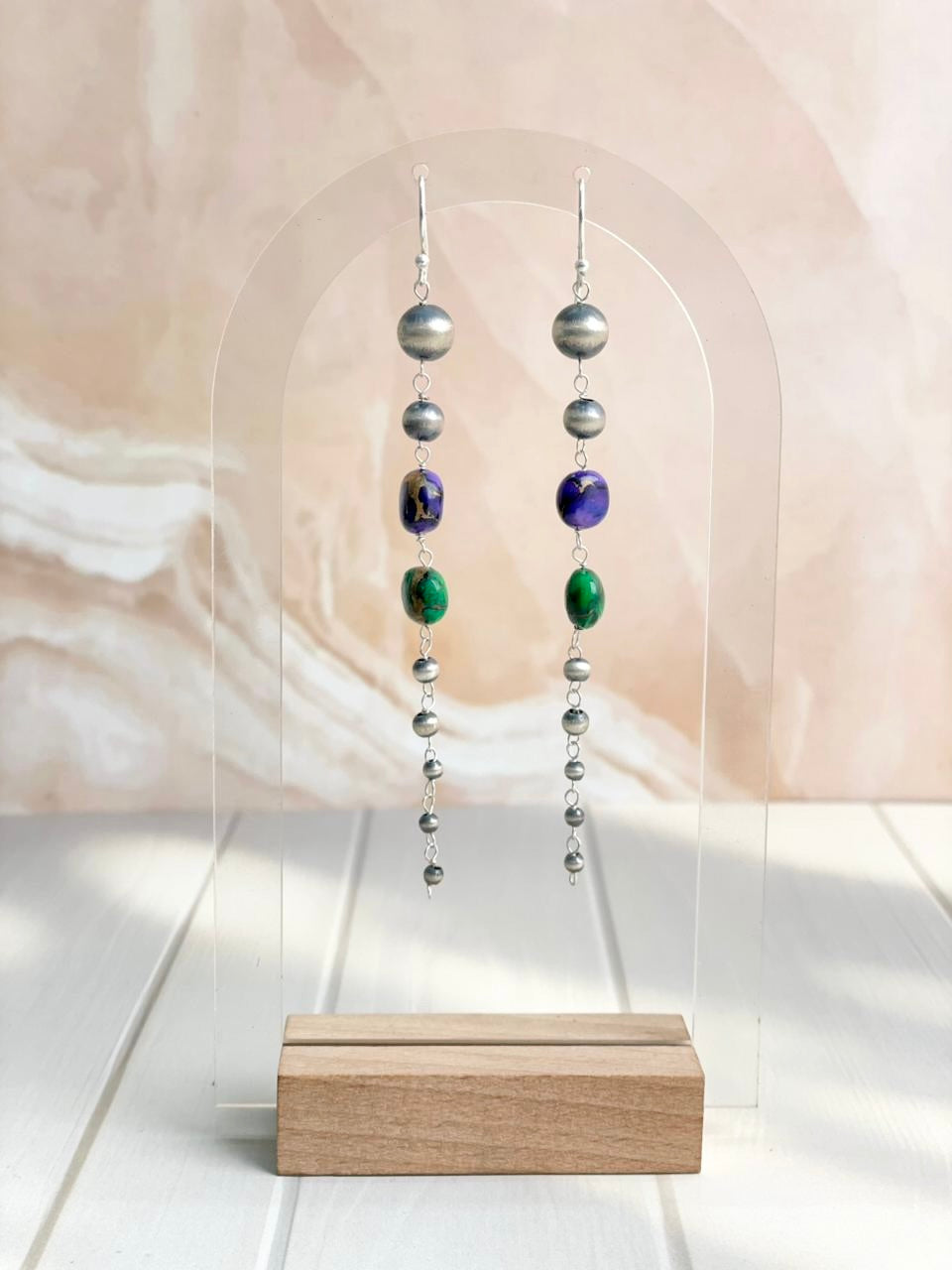 Desert Pearl Dahlia Long Dangle Earrings-Earrings-Krush Kandy, Women's Online Fashion Boutique Located in Phoenix, Arizona (Scottsdale Area)