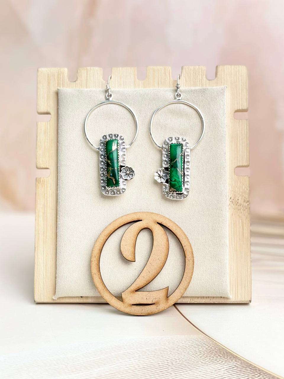 Sterling Flower Bar Stone Hoops-Earrings-Krush Kandy, Women's Online Fashion Boutique Located in Phoenix, Arizona (Scottsdale Area)