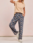 BiBi Washed Floral Print Wide Leg Jeans-Jeans-Krush Kandy, Women's Online Fashion Boutique Located in Phoenix, Arizona (Scottsdale Area)