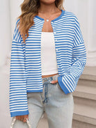 Striped Button-Up Cardigan-Sweaters-Krush Kandy, Women's Online Fashion Boutique Located in Phoenix, Arizona (Scottsdale Area)